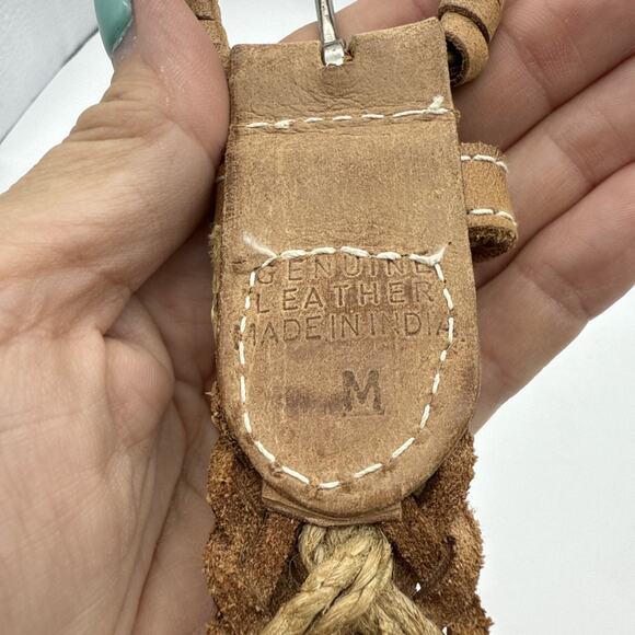 Leather & Twine Woven Brown Belt Made in India Sz Medium - Picture 6 of 9